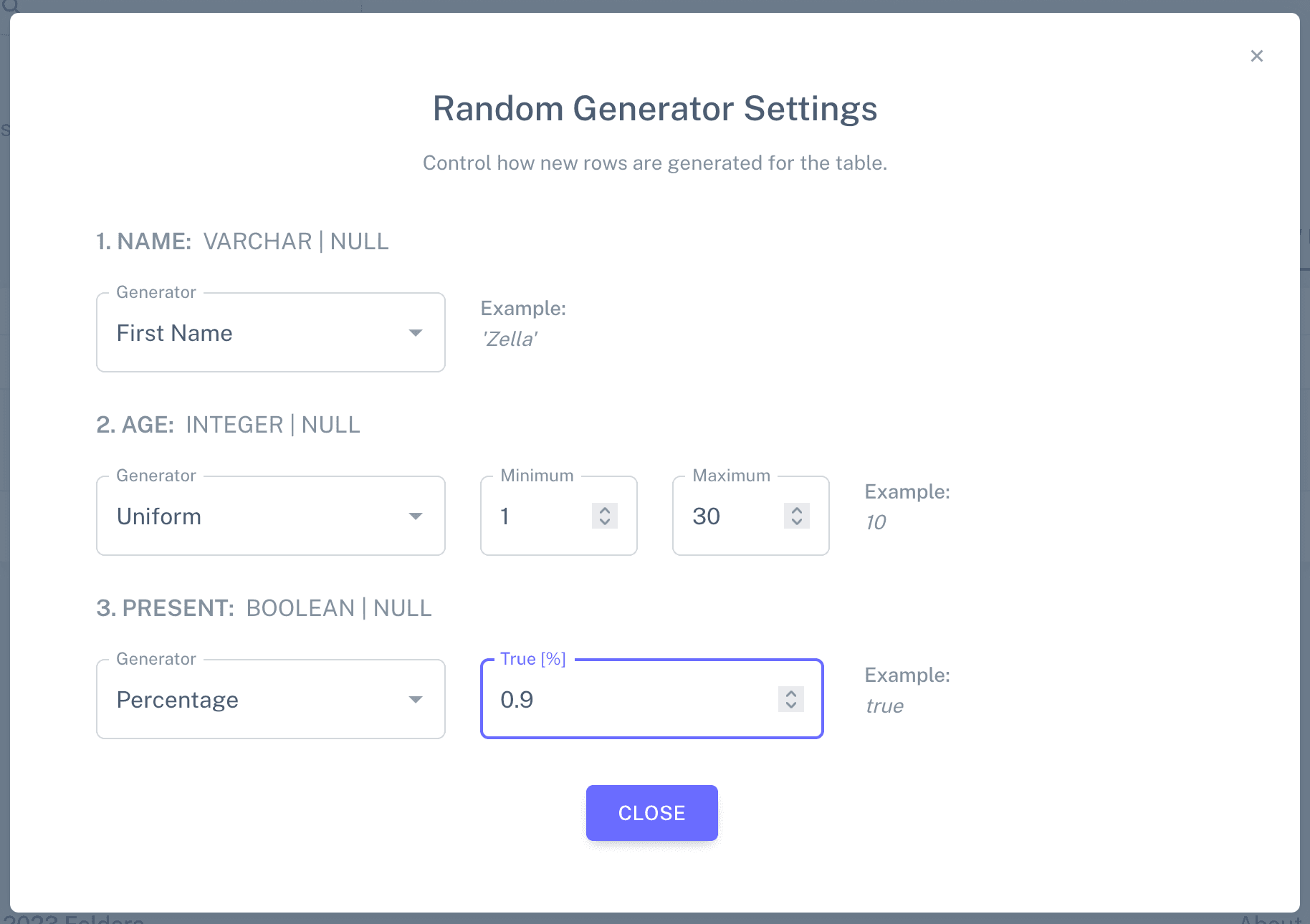 RNG Settings
